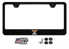 Straw Hat Pirates Logo One Piece License Plate Frame Premium Black Metal