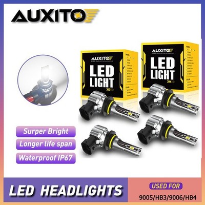White AUXITO 9005 9006 LED Headlight Bulb High Low Beam 40000LM 60W Power High