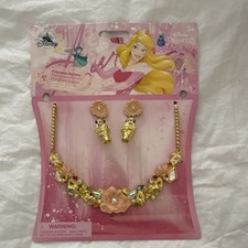 Disney Princess Aurora Schmuckset Halskette Ohrringe Gold Rosa Nickelfrei
