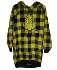 Dr. Seuss The Grinch Women's Hooded Plush Fleece Pajama Dorm Sleep Shirt Size XS