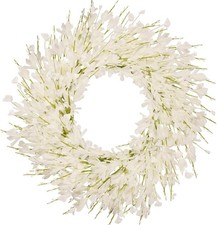24 Inch Artificial White Forsythia Flower Wreath, Silk  Paper Bridal Floral ...