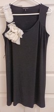 Daisy Fuentes Sleeveless Black Dress Size PM With White Flower Embelishment