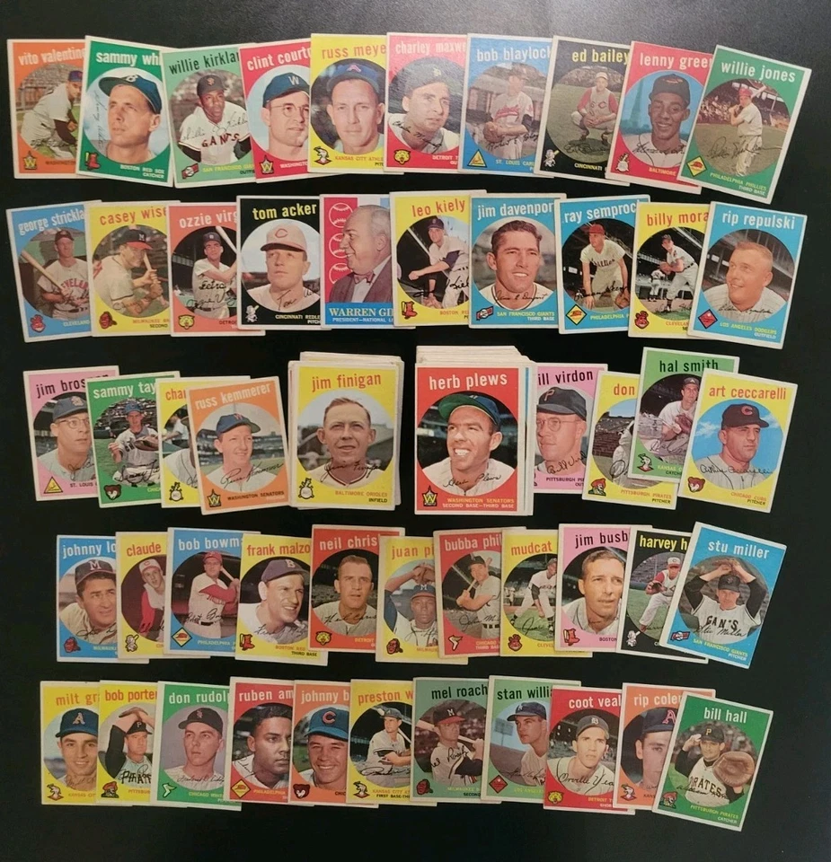 Lote inicial de 343 tarjetas de béisbol Topps 1959 - con Bill Virdon y Mudcat Grant Foto 2 de 4