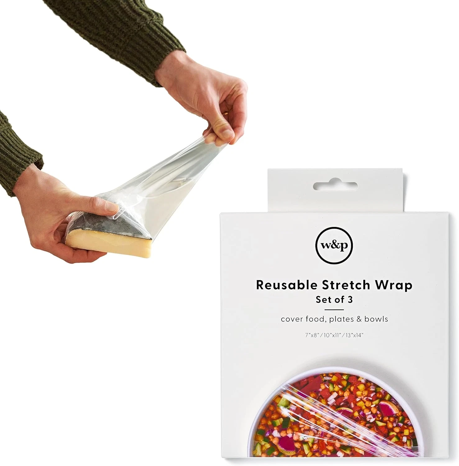 Reusable Silicone Stretch Wrap 3 Pack Oven Microwave Dishwasher Freezer Safe