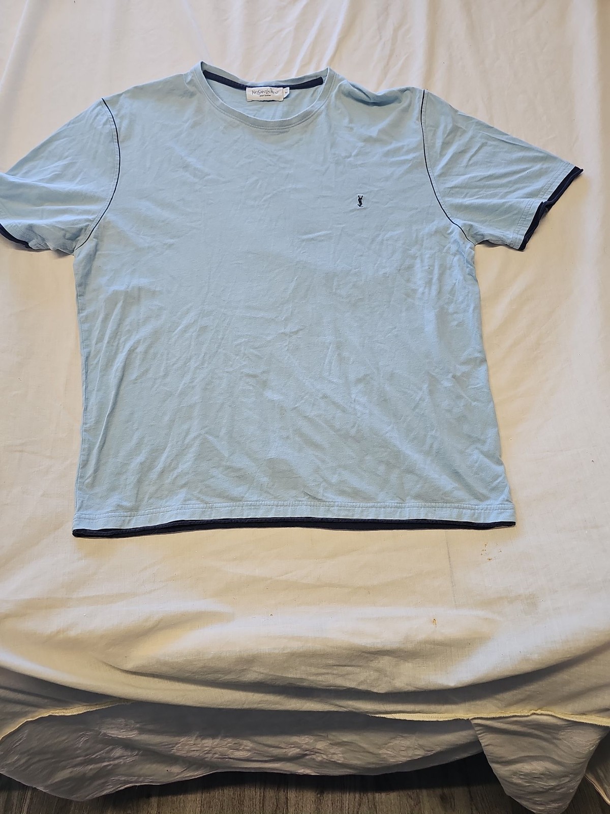 Vintage Yves Saint Laurent Pour Homme Light Blue T-Shirt XL D511 image 6