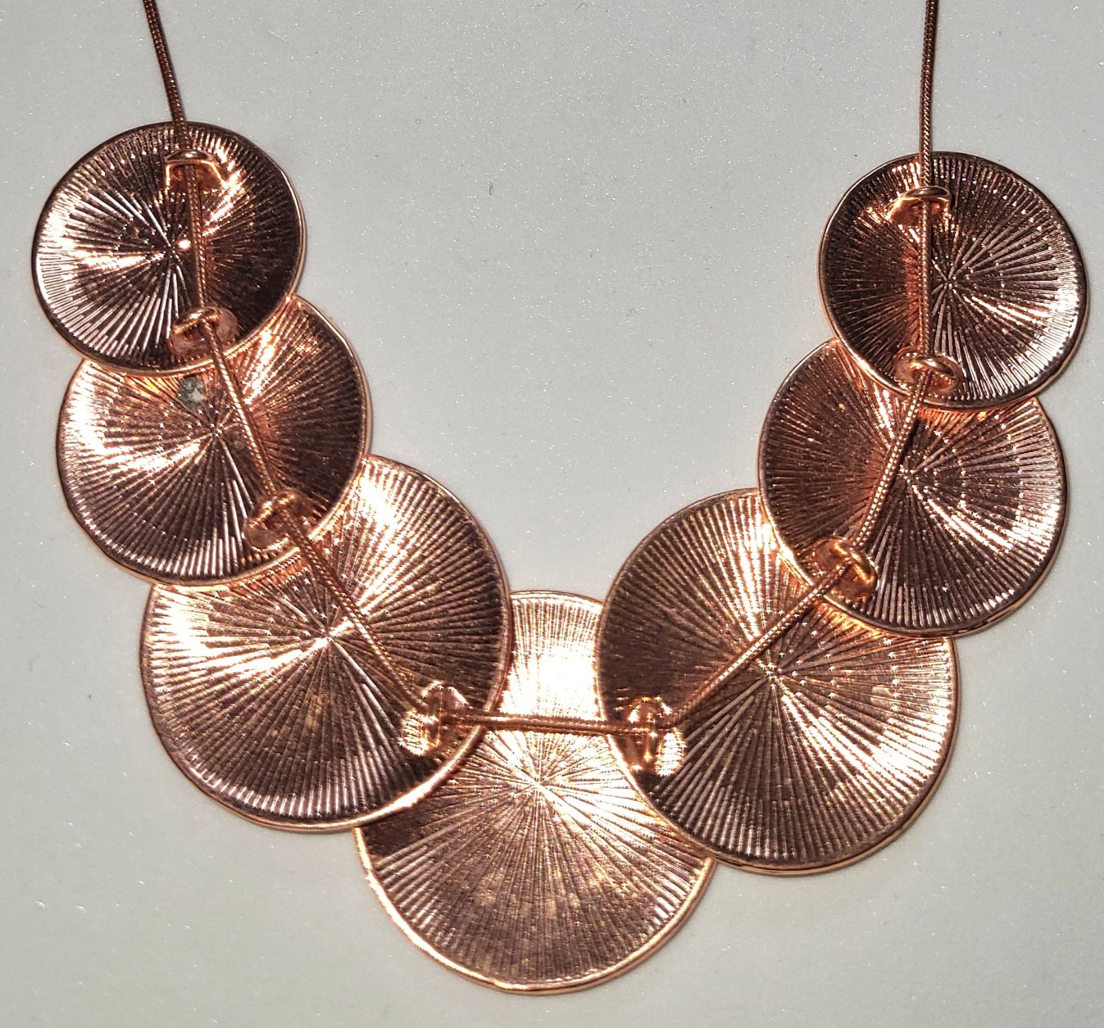 Coppertone Disk Statement Necklace  18" + Extende… - image 5