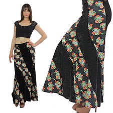 Vintage VTG 90s grunge skirt Boho Patchwork velvet maxi skirt