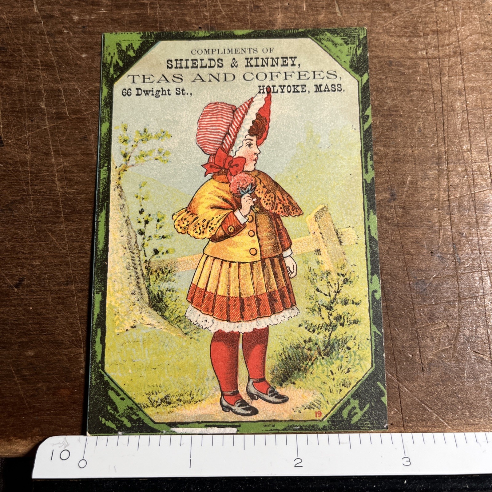 Antique Victorian Trading Card Teas & Coffees Hoyoke Mass - B1