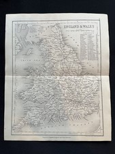 antike Karte von England und Wales Turnpike Straßen um 1845 Dugdale / Tallis