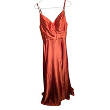 Orange Satin Lace‑Up Dress – Women’s 6