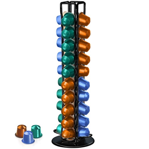 YUTUY Porta Capsule per Caffè,Supporti per Capsule,Porta Capsule Caffe,Portacapsule per 32 capsule(Non contiene capsule di caffè)Supporto Girevole Verticale 360 °,Nero