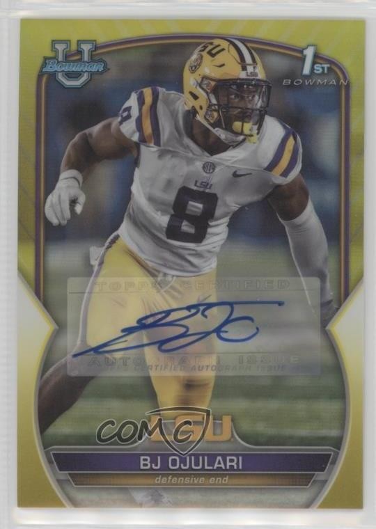 2022 Bowman U Chrome Prospect Yellow Refractor 9/75 BJ Ojulari #58 Auto 0f5t