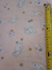 Sweet pale pink cats kittens vintage novelty fabric material pets nursery sweet