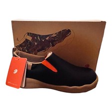 New Wmns UNI Art Walking Shoes Sneakers Cuenca Black Slip On Split Leather Sz 10