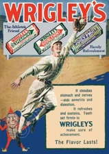 1920's Wrigley's Store Counter Standup Sign Baseball Gum