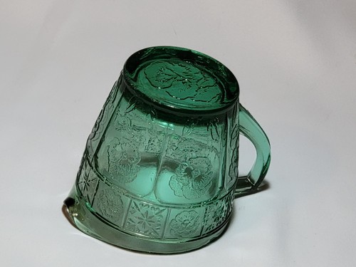 Teal Doric and Pansy Childs Depression Glass Creamer 2.75 In Tall Excellent - Picture 5 of 5