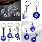 Turkish Hamsa Bead Protection Good Luck Keychain Glass Keyring Blue Evil Eye Hot