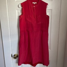 Madewell Sz 2 Red 100 SILK Shift Shirt Tank Dress Pockets Sleeveless
