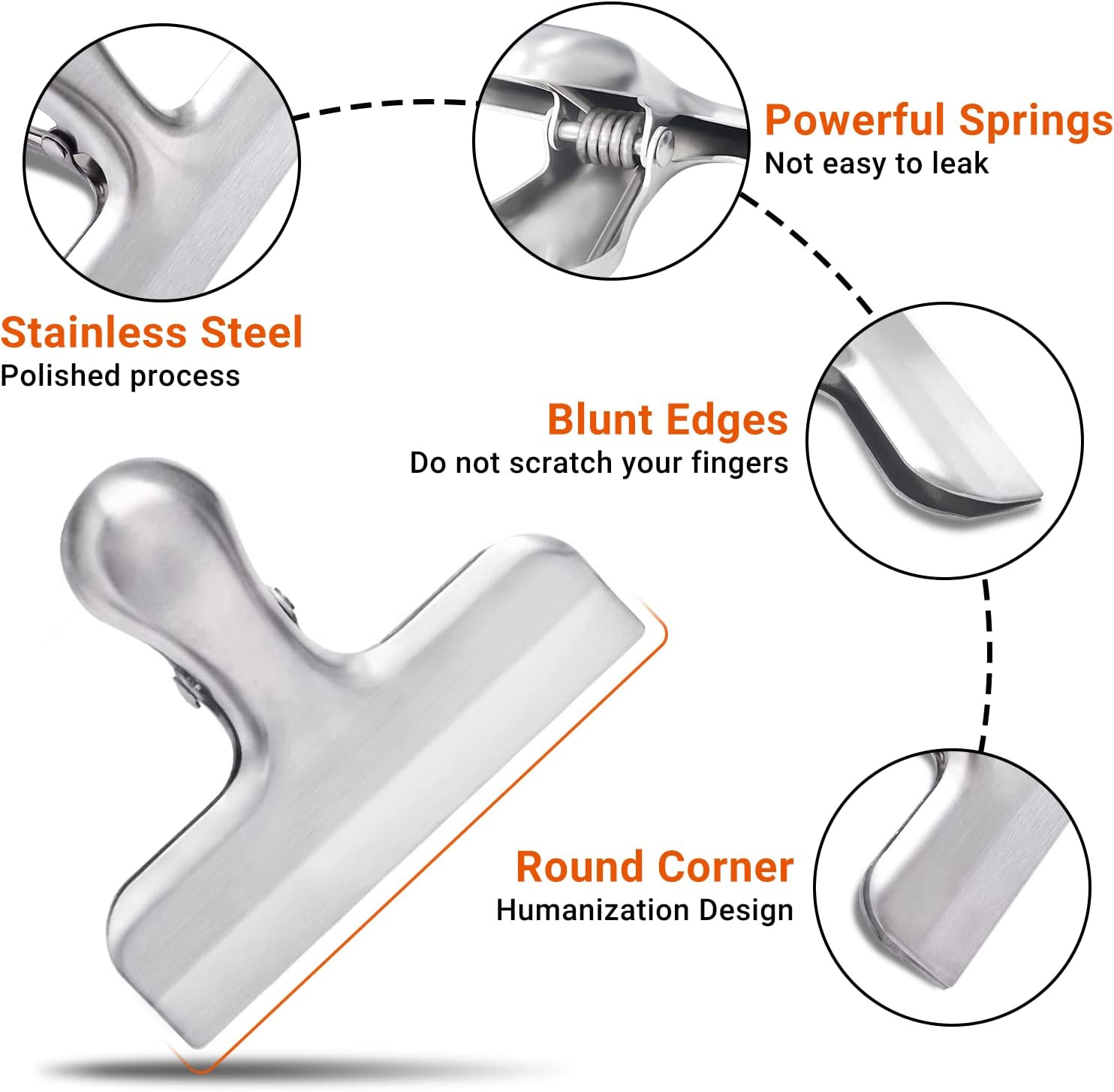 6 Pack Bag Clips, Stainless Steel Chip Clip, Chip Clips Bag Clips Food Clips, Ba