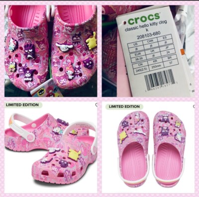 New Pink Hello Kitty x Crocs Kids Children Junior Jibbitz Womens Sanrio IN HAND