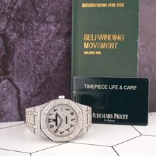 Audemars Piguet Royal Oak 41mm Mens Steel Watch Iced Out 25ct Diamonds 15400ST 12
