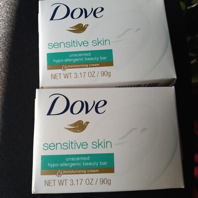 Dove Beauty Bar Soap Unscented For Sensitive Skin 3.15 Ounce 2 Pk