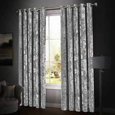 Fully Lined Crushed Velvet Eyelet Ring Top Ready Made Santiago Blackout Curtains