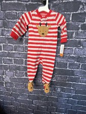 Just One You by Carters 9 MONTHS Reindeer One-Piece Fleece Sleeper Red Pajamas