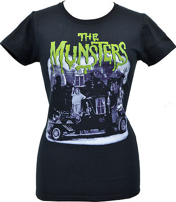 Damen-Horror-T-Shirt Meet the Munsters Vintage B-Movie Gothic Halloween XS-5XL