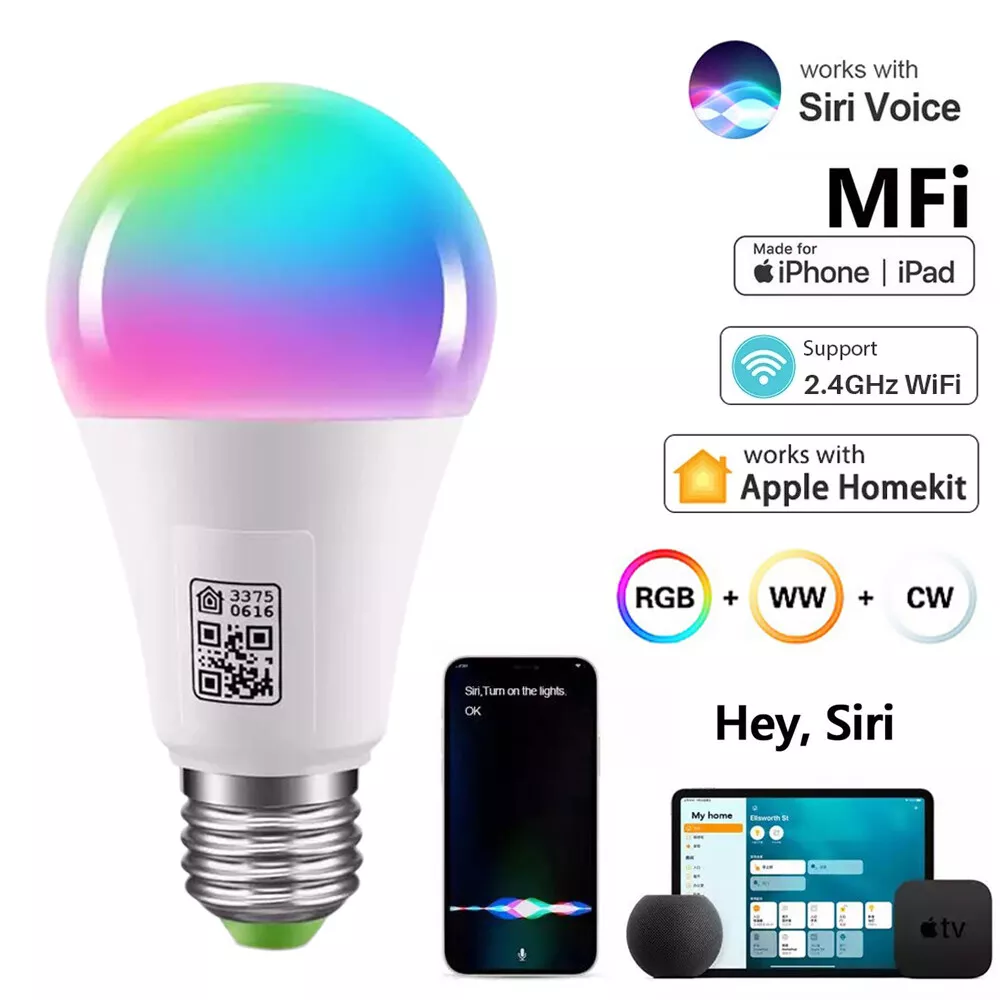 Ampoule LED Connectée, Lot de 2 Ampoule E27 Wifi Compatible Apple