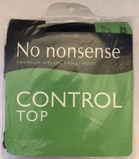 No nonsense Navy Reinforced Toe Control Top Premium Nylon Pantyhose Size B CAB