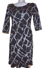 NWT $59.50, ESLEY Black & Grey Dress, Size Small, Fit n Flare, 3/4 Slv, Studs