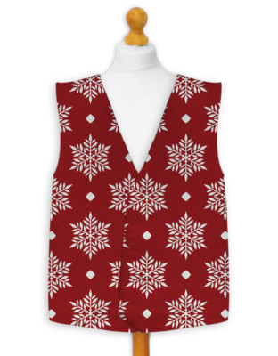 Schneeflockenmuster rot/blau Weihnachtsdesign Kostüm Weste