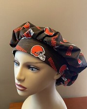 Cleveland Browns Bouffant or surgical scrub cap women made with Cleveland Fabric
