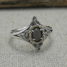 Sterling Silver & 10K Labradorite Celestial Ring Trinity Knot Keith Jack 6.5