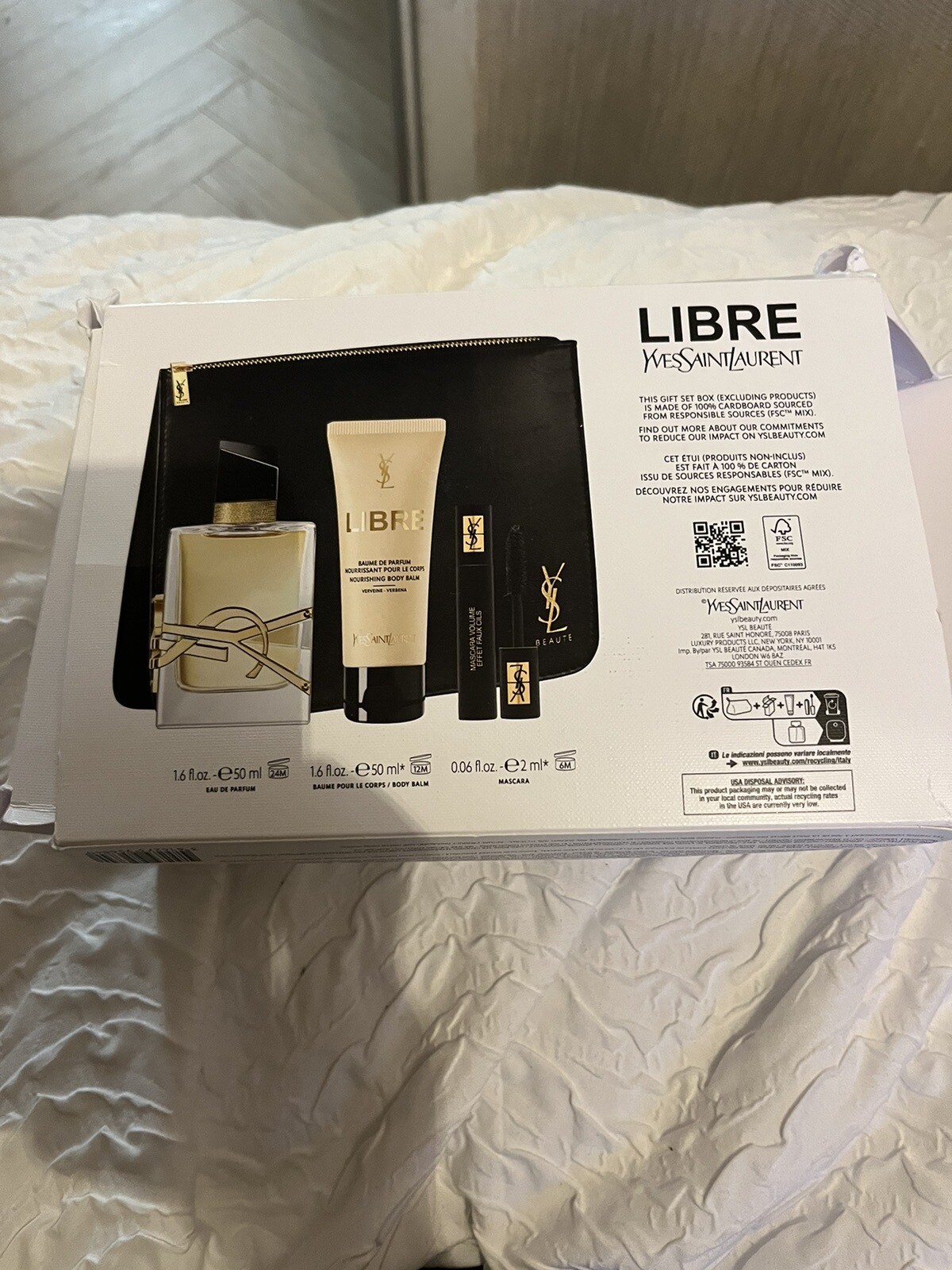 YSL LIBRE EDP 50ML Perfume + Body balm, lotion,Mascara+ MAKE UP POUCH