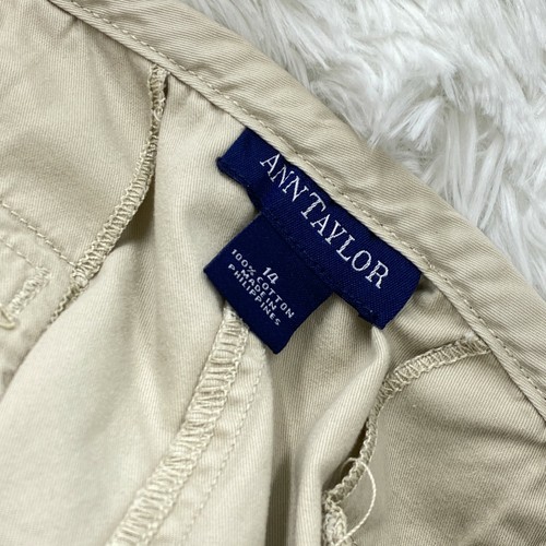 Ann Taylor Women's Casual Solid Beige 100% Cotton Pull On Skirt Size 14" - Picture 5 of 8
