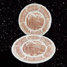 Alfred Meakin Fairwinds Ceramic Plates Brown set 2 Fair Winds Chinese Export 7”W