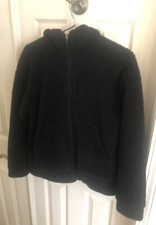 Fabletics Summit Sherpa Hooded Zip Up Fuzzy Teddy Jacket | Size: Xxs - Black