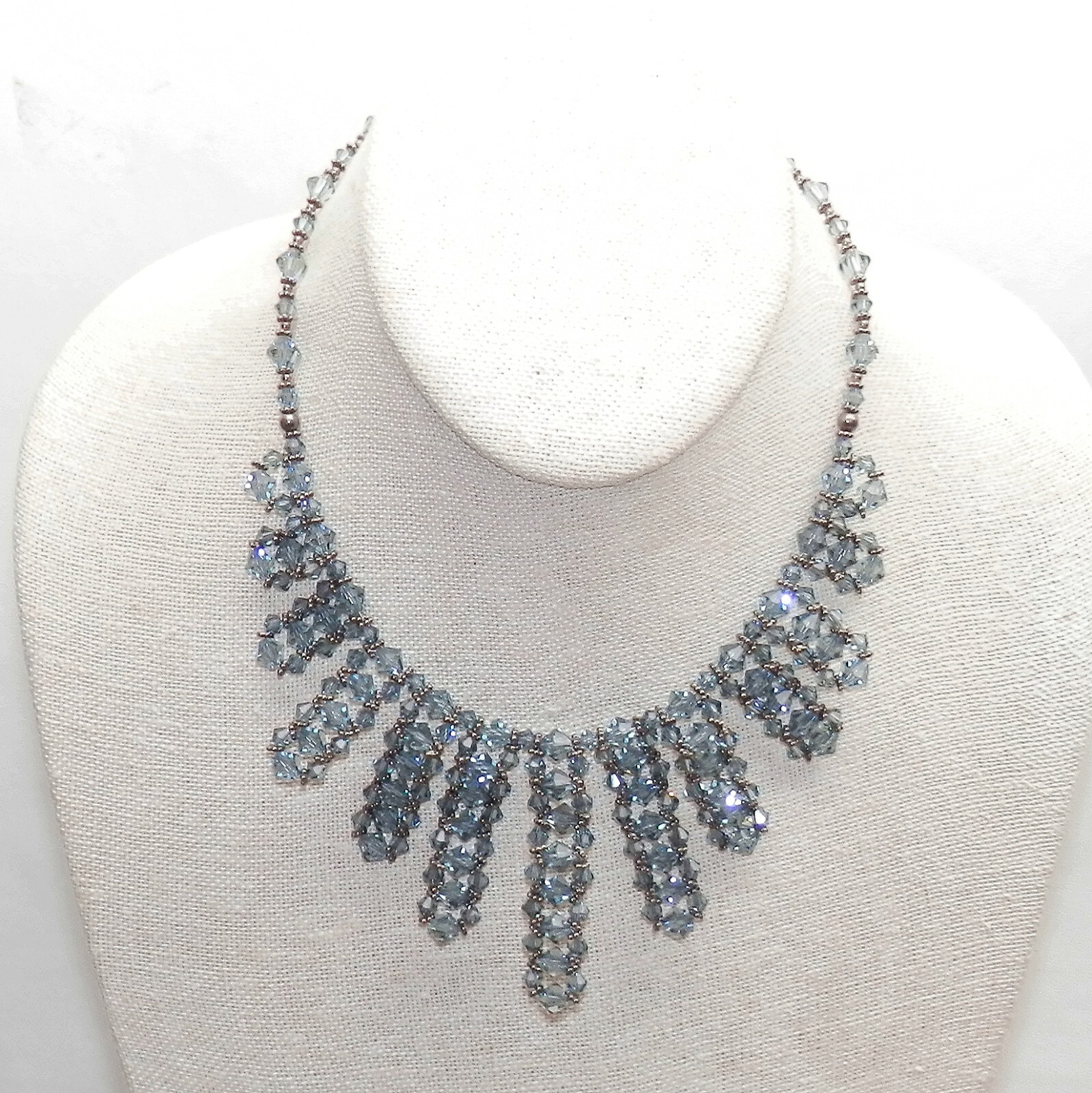 Vintage Solid Sterling Silver 925 Clear Blue Bead… - image 2