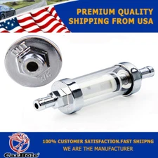 5/16" Fuel Filter Glass Inline Hose Barb Outlet (FFC1002) 9747 Universal