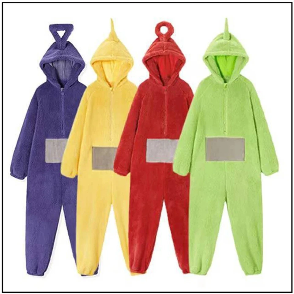 Adult Teletubbies Costume Disi Onesis Lala Cosplay Christmas Jumpsuit Pajama XL@ - Image 3 of 4