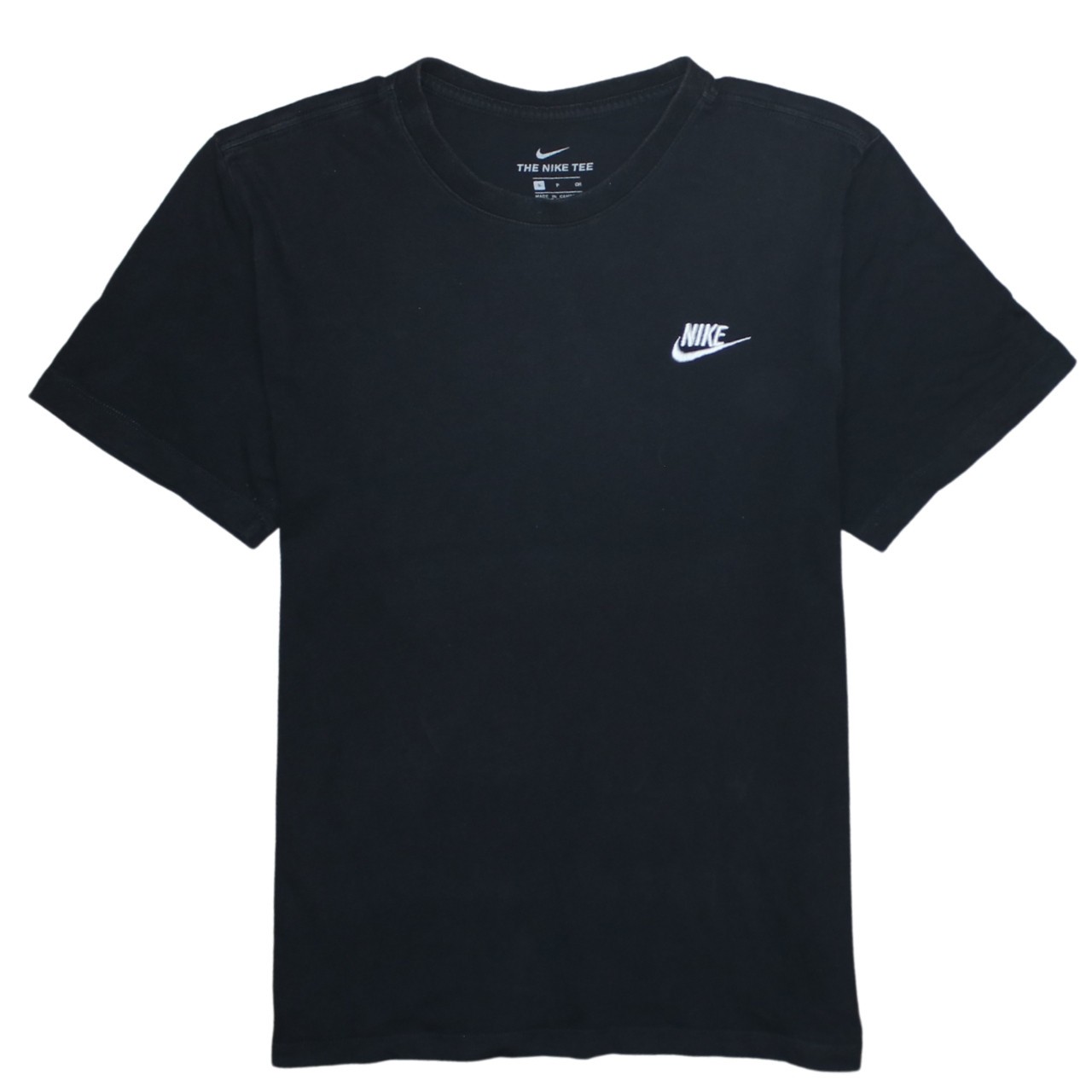 Nike Mens T Shirt Black Cotton Dri Fit Embroidered Swoosh Sports Logo Tee S