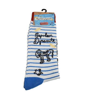 Napoleon Dynamite Mens Sz 6.5-12 White Blue Tina The Lama Novelty Graphic Socks