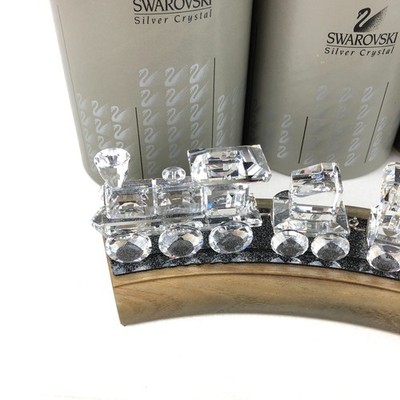 Swarovski Silver Crystal Train Set & Track Display Locomotive