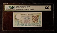 1976 Italy  Banca d’Italia  500 Lire  Pick-94  PMG 66 EPQ Gem UNC