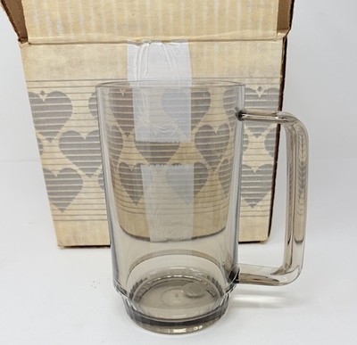 Set Of 4 Tupperware Preludio Smoked Gray Stackable Acrylic Handle Mugs 16 oz