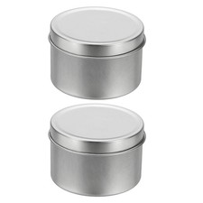 2pcs Round Tin Can, 1.57inch Metal Empty Storage Container with Lid, Silver