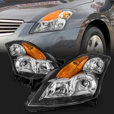 Pair Headlights Left Right For 2007-2009 Nissan Altima Sedan 4-door Black Pair Headlights Left Right For 2007-2009 Nissan Altima Sedan 4-door Black