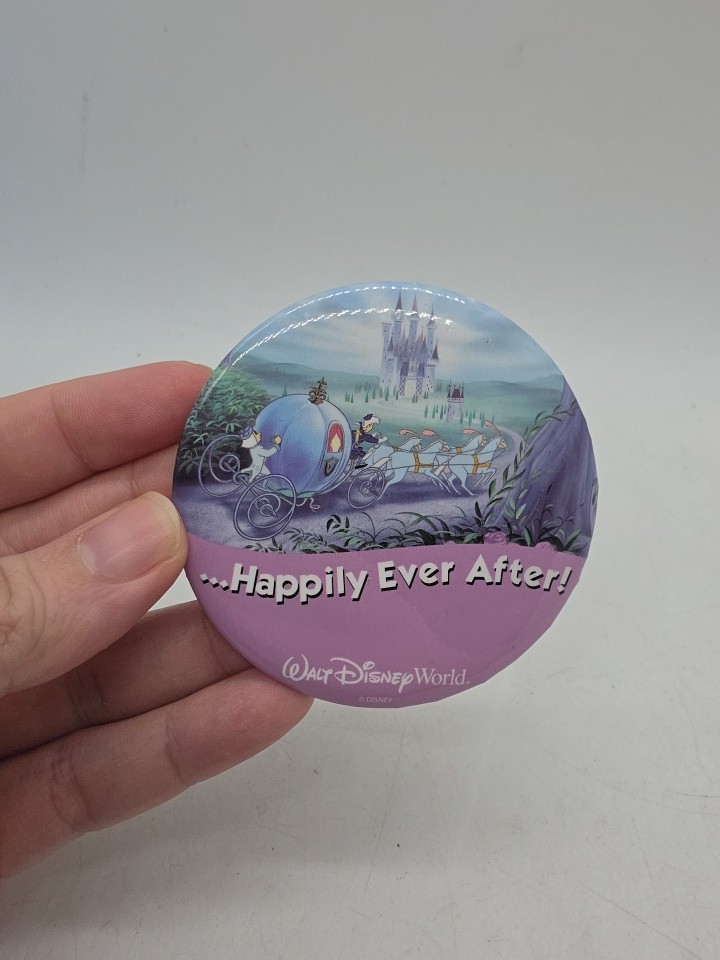 Walt Disney World Happily Ever After Button Badge Married Holiday Keep Sake